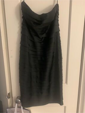 White House Black Market Black Strapless Tiered Cocktail Dress